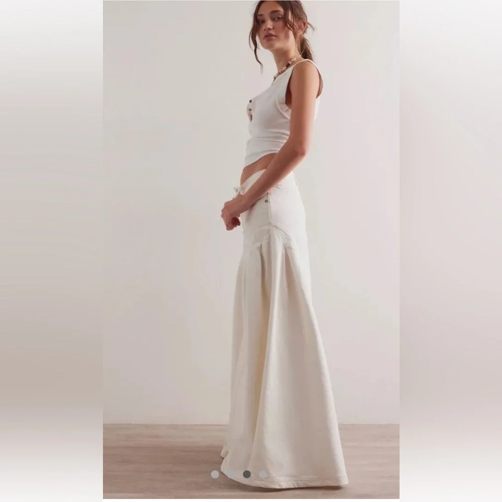 Free People Pandora Wide Leg Jeans We The Free Pleated Front Pockets Heavenly - Picture 3 of 7